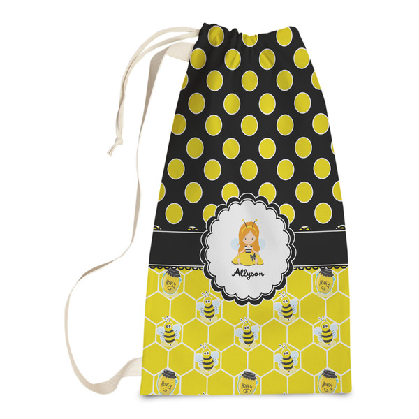 Custom Honeycomb, Bees & Polka Dots Laundry Bags - Small (Personalized)