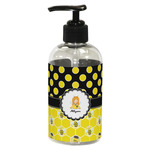 Honeycomb, Bees & Polka Dots Plastic Soap / Lotion Dispenser (8 oz - Small - Black) (Personalized)