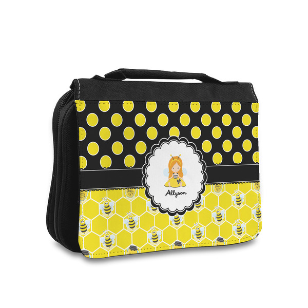Custom Honeycomb, Bees & Polka Dots Toiletry Bag - Small (Personalized)