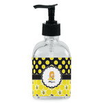 Honeycomb, Bees & Polka Dots Glass Soap & Lotion Bottle - Single Bottle (Personalized)