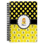 Honeycomb, Bees & Polka Dots Spiral Notebook (Personalized)
