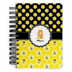 Honeycomb, Bees & Polka Dots Spiral Notebook - 5x7 w/ Name or Text