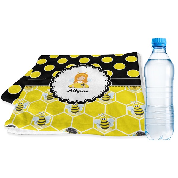 Custom Honeycomb, Bees & Polka Dots Sports & Fitness Towel (Personalized)