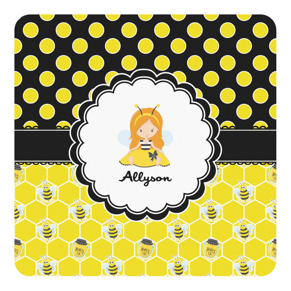 Custom Honeycomb, Bees & Polka Dots Square Decal - Large (Personalized)
