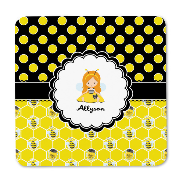 Honeycomb, Bees & Polka Dots Square Fridge Magnet - FRONT