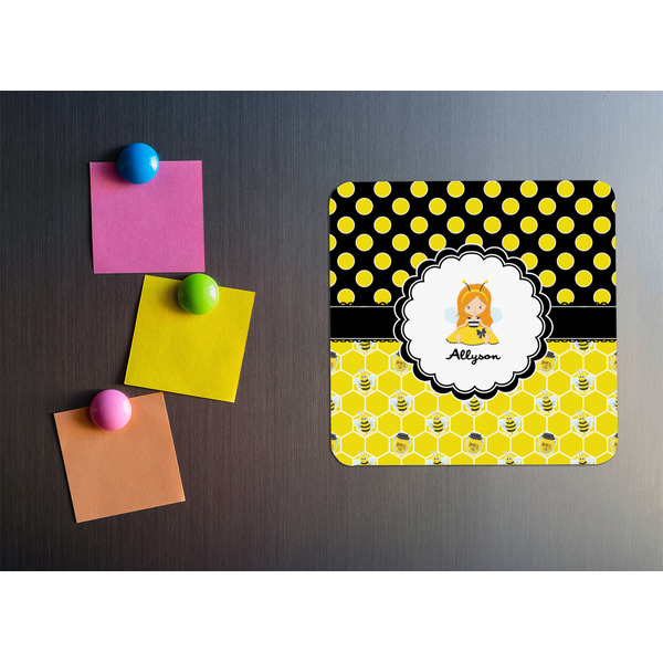 Honeycomb, Bees & Polka Dots Square Fridge Magnet - LIFESTYLE