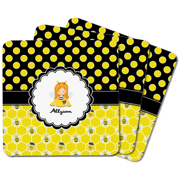 Honeycomb, Bees & Polka Dots Square Fridge Magnet - MAIN