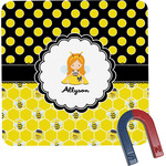 Honeycomb, Bees & Polka Dots Square Fridge Magnet (Personalized)
