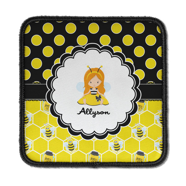 Custom Honeycomb, Bees & Polka Dots Iron On Square Patch w/ Name or Text