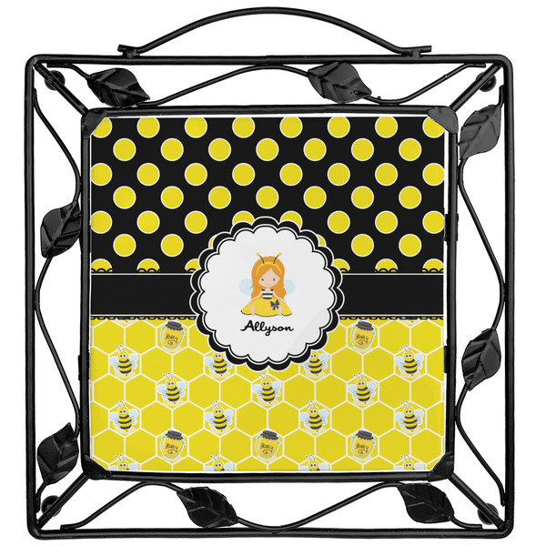 Custom Honeycomb, Bees & Polka Dots Square Trivet (Personalized)