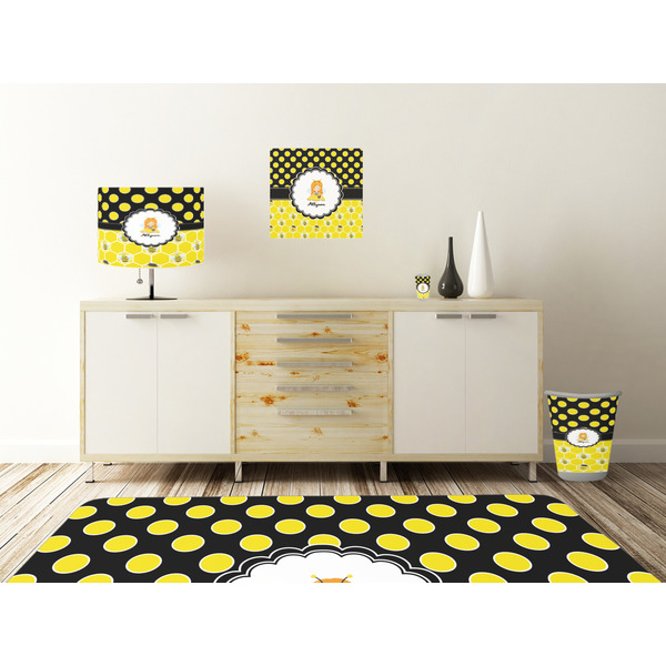 Honeycomb, Bees & Polka Dots Square Wall Decal Wooden Desk