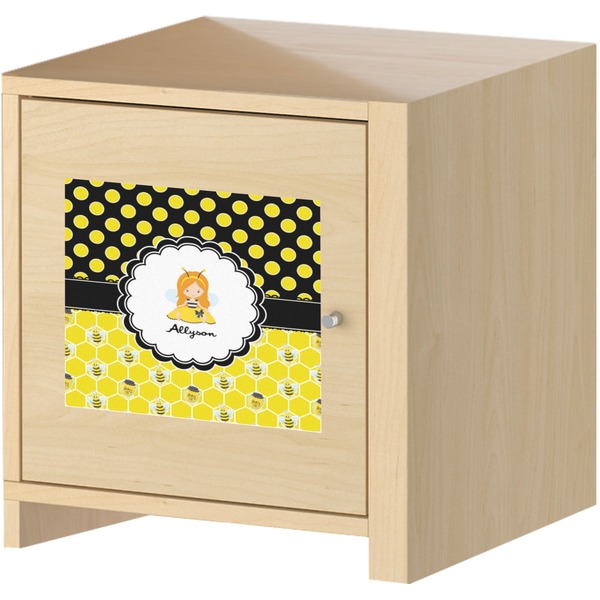 Honeycomb, Bees & Polka Dots Square Wall Decal on Wooden Cabinet