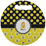 Honeycomb, Bees & Polka Dots Stadium Cushion (Round) (Personalized)