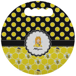 Honeycomb, Bees & Polka Dots Stadium Cushion (Round) (Personalized)