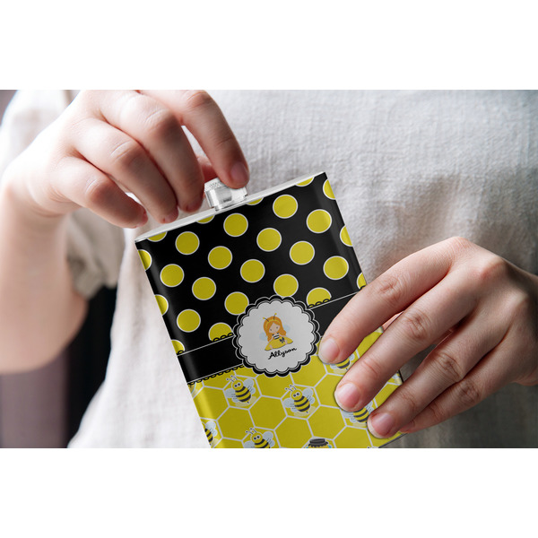 Honeycomb, Bees & Polka Dots Stainless Steel Flask - LIFESTYLE 1