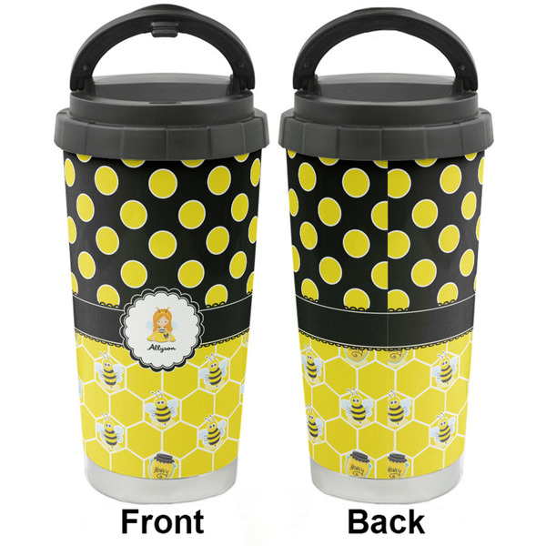 Honeycomb, Bees & Polka Dots Stainless Steel Travel Cup - Apvl