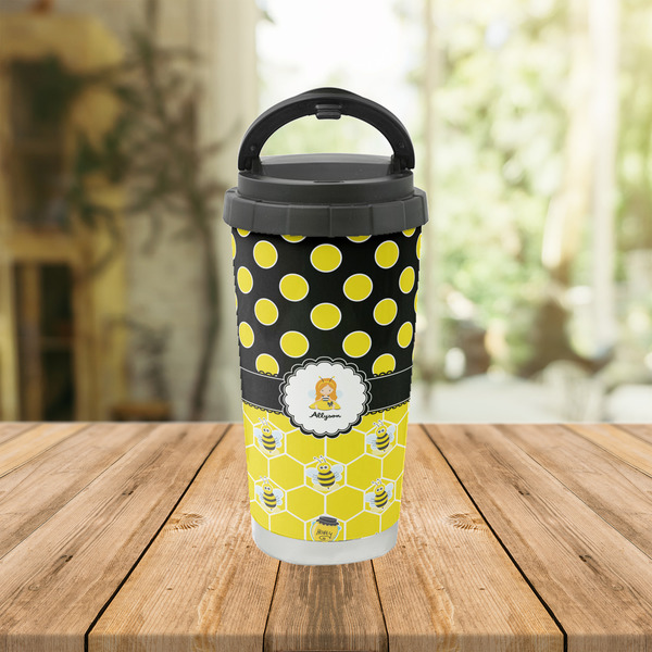 Honeycomb, Bees & Polka Dots Stainless Steel Travel Cup Lifestyle
