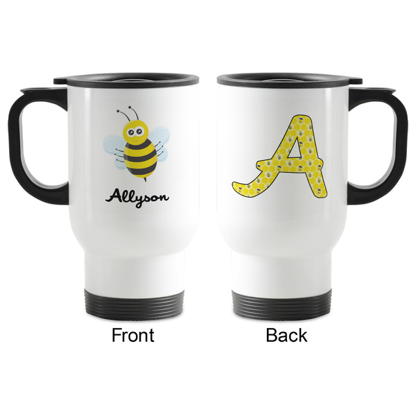 Honeycomb, Bees & Polka Dots Stainless Steel Travel Mug with Handle - Apvl