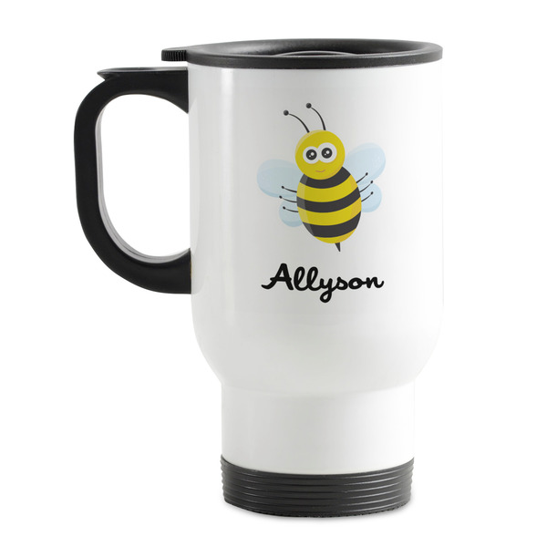 Custom Honeycomb, Bees & Polka Dots Stainless Steel Travel Mug with Handle