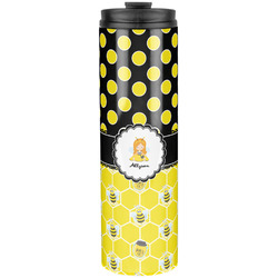 Honeycomb, Bees & Polka Dots Stainless Steel Skinny Tumbler - 20 oz (Personalized)