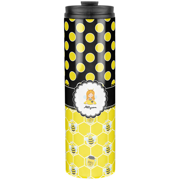 Custom Honeycomb, Bees & Polka Dots Stainless Steel Skinny Tumbler - 20 oz (Personalized)