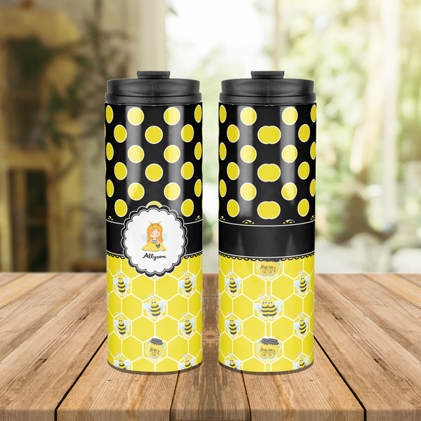 Honeycomb, Bees & Polka Dots Stainless Steel Tumbler - Lifestyle