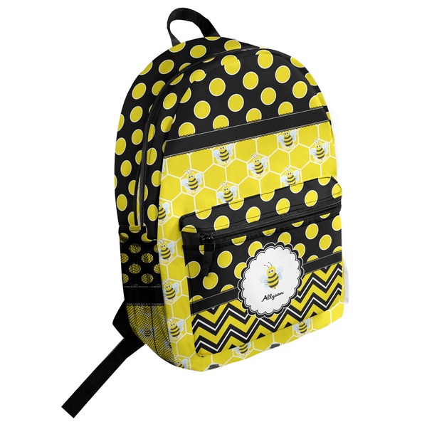 Custom Honeycomb, Bees & Polka Dots Student Backpack (Personalized)