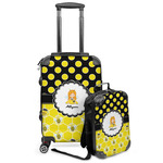 Honeycomb, Bees & Polka Dots Kids 2-Piece Luggage Set - Suitcase & Backpack (Personalized)