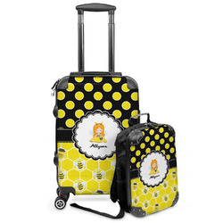 Honeycomb, Bees & Polka Dots Kids 2-Piece Luggage Set - Suitcase & Backpack (Personalized)