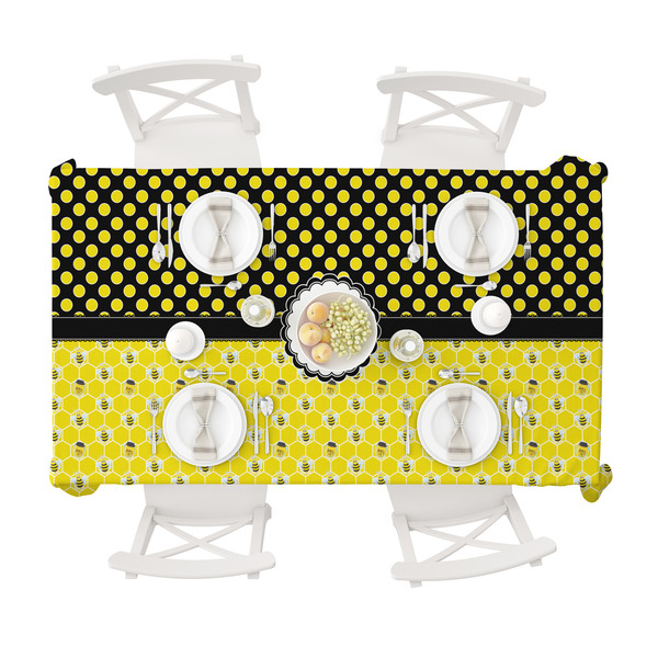 Honeycomb, Bees & Polka Dots Tablecloths (58"x102") - TOP VIEW