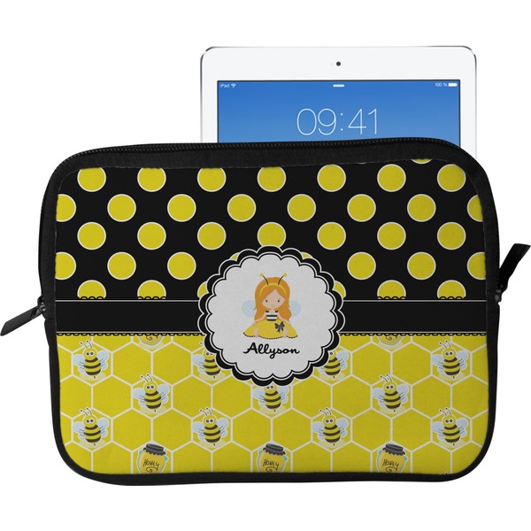 Custom Honeycomb, Bees & Polka Dots Tablet Case / Sleeve - Large (Personalized)
