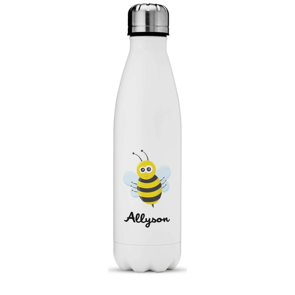 Custom Honeycomb, Bees & Polka Dots Water Bottle - 17 oz. - Stainless Steel - Full Color Printing (Personalized)