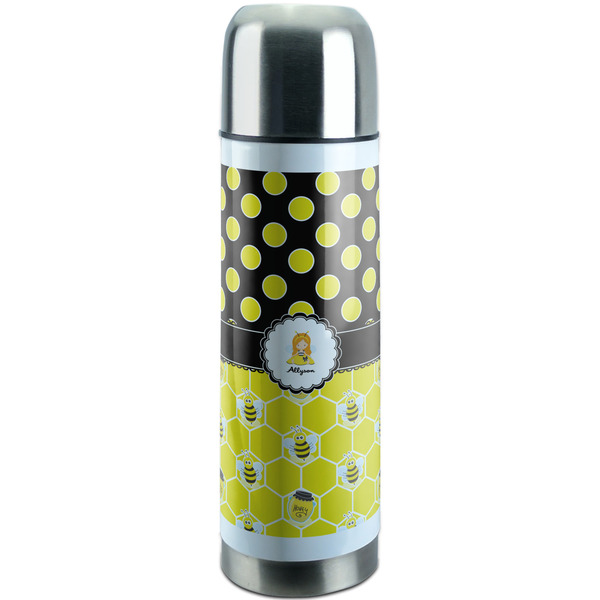 Custom Honeycomb, Bees & Polka Dots Stainless Steel Thermos (Personalized)