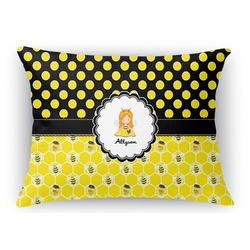 Honeycomb, Bees & Polka Dots Rectangular Throw Pillow Case (Personalized)