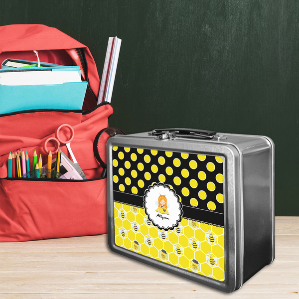 Honeycomb, Bees & Polka Dots Tin Lunchbox - LIFESTYLE