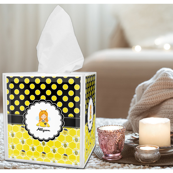 Honeycomb, Bees & Polka Dots Tissue Box - LIFESTYLE