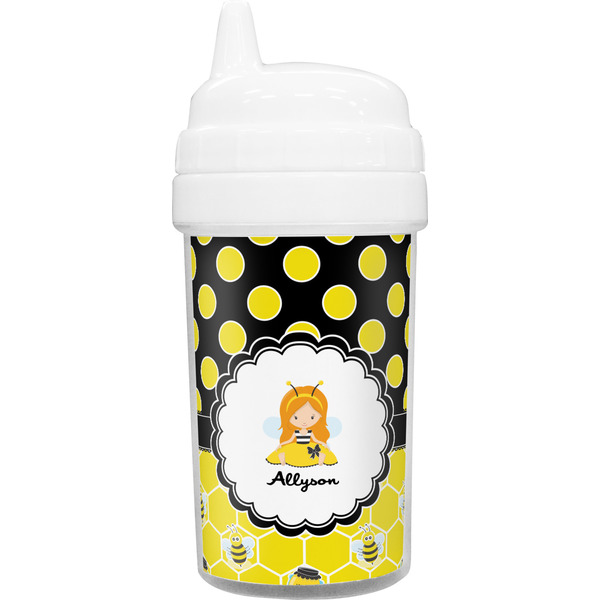 Custom Honeycomb, Bees & Polka Dots Sippy Cup (Personalized)