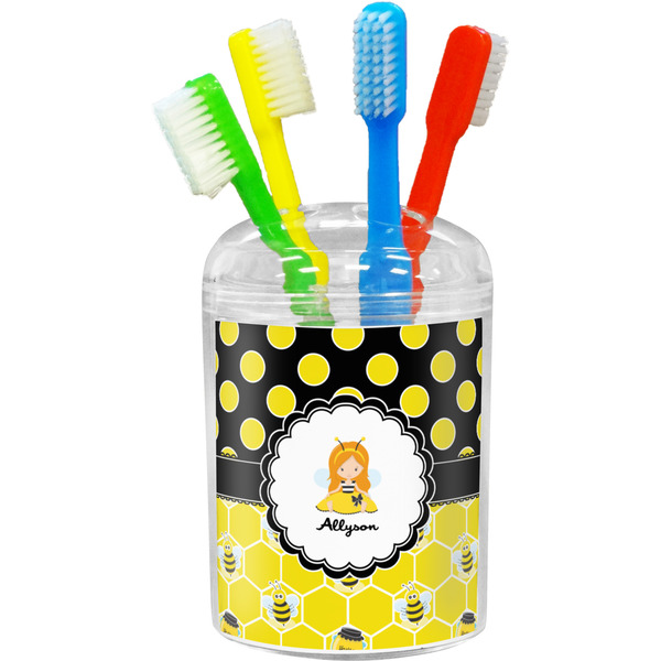 Custom Honeycomb, Bees & Polka Dots Toothbrush Holder (Personalized)