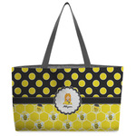 Honeycomb, Bees & Polka Dots Beach Totes Bag - w/ Black Handles (Personalized)