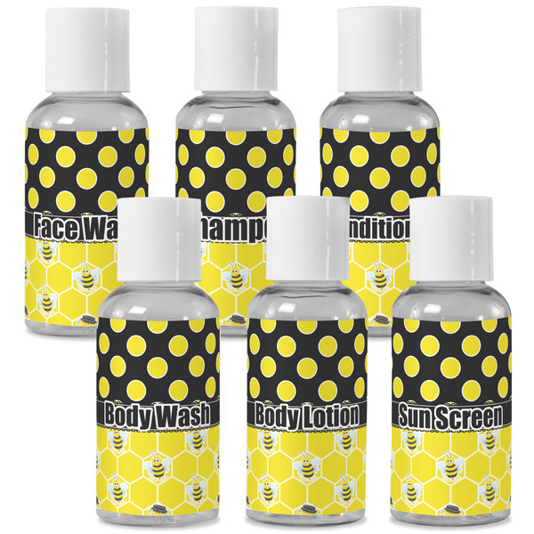 Custom Honeycomb, Bees & Polka Dots Travel Bottles (Personalized)
