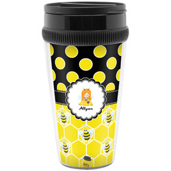 Honeycomb, Bees & Polka Dots Acrylic Travel Mug without Handle (Personalized)