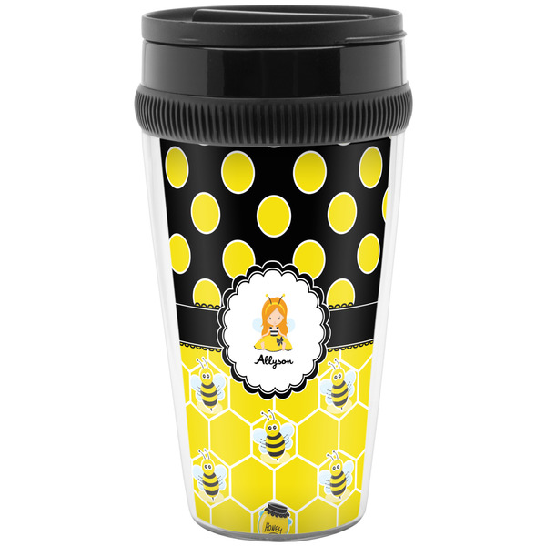 Custom Honeycomb, Bees & Polka Dots Acrylic Travel Mug without Handle (Personalized)