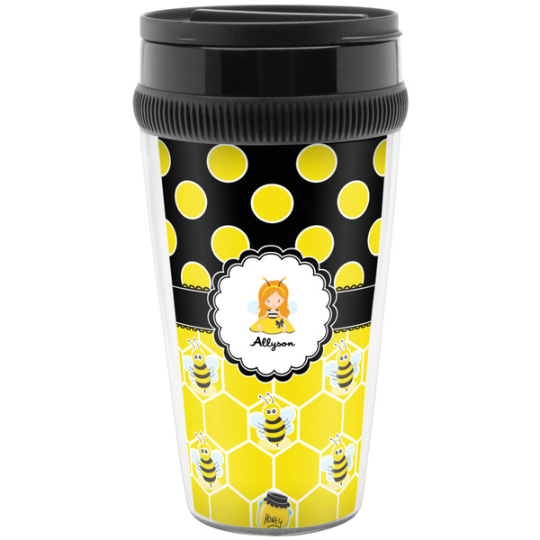 Custom Honeycomb, Bees & Polka Dots Acrylic Travel Mug without Handle (Personalized)