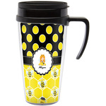 Honeycomb, Bees & Polka Dots Acrylic Travel Mug with Handle (Personalized)