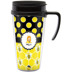 Honeycomb, Bees & Polka Dots Acrylic Travel Mug with Handle (Personalized)