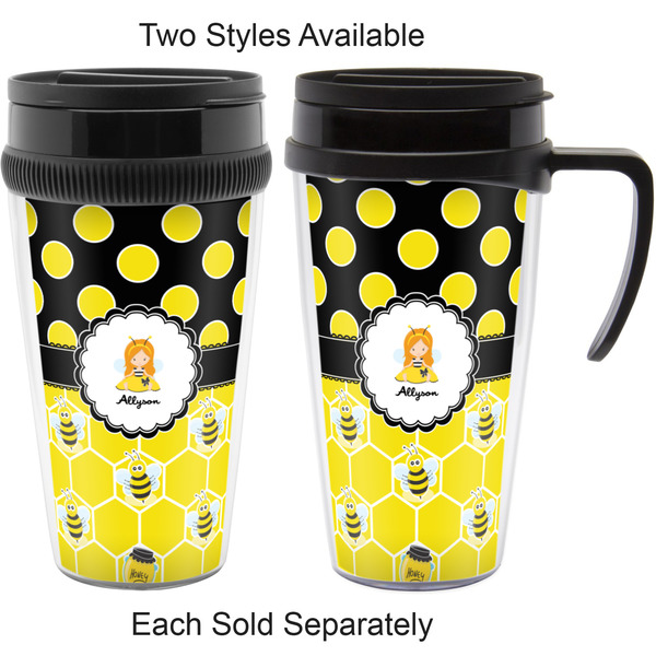 Honeycomb, Bees & Polka Dots Travel Mugs - with & without Handle