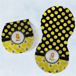 Honeycomb, Bees & Polka Dots Burp Pads - Velour - Set of 2 w/ Name or Text