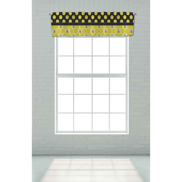 Honeycomb, Bees & Polka Dots Valance - On window