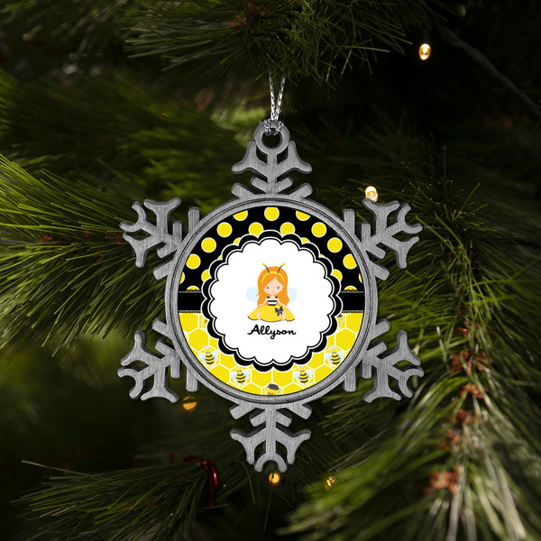 Honeycomb, Bees & Polka Dots Vintage Snowflake - (LIFESTYLE)