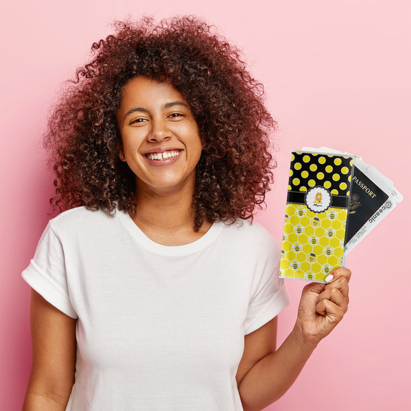 Honeycomb, Bees & Polka Dots Vinyl Document Holder - LIFESTYLE